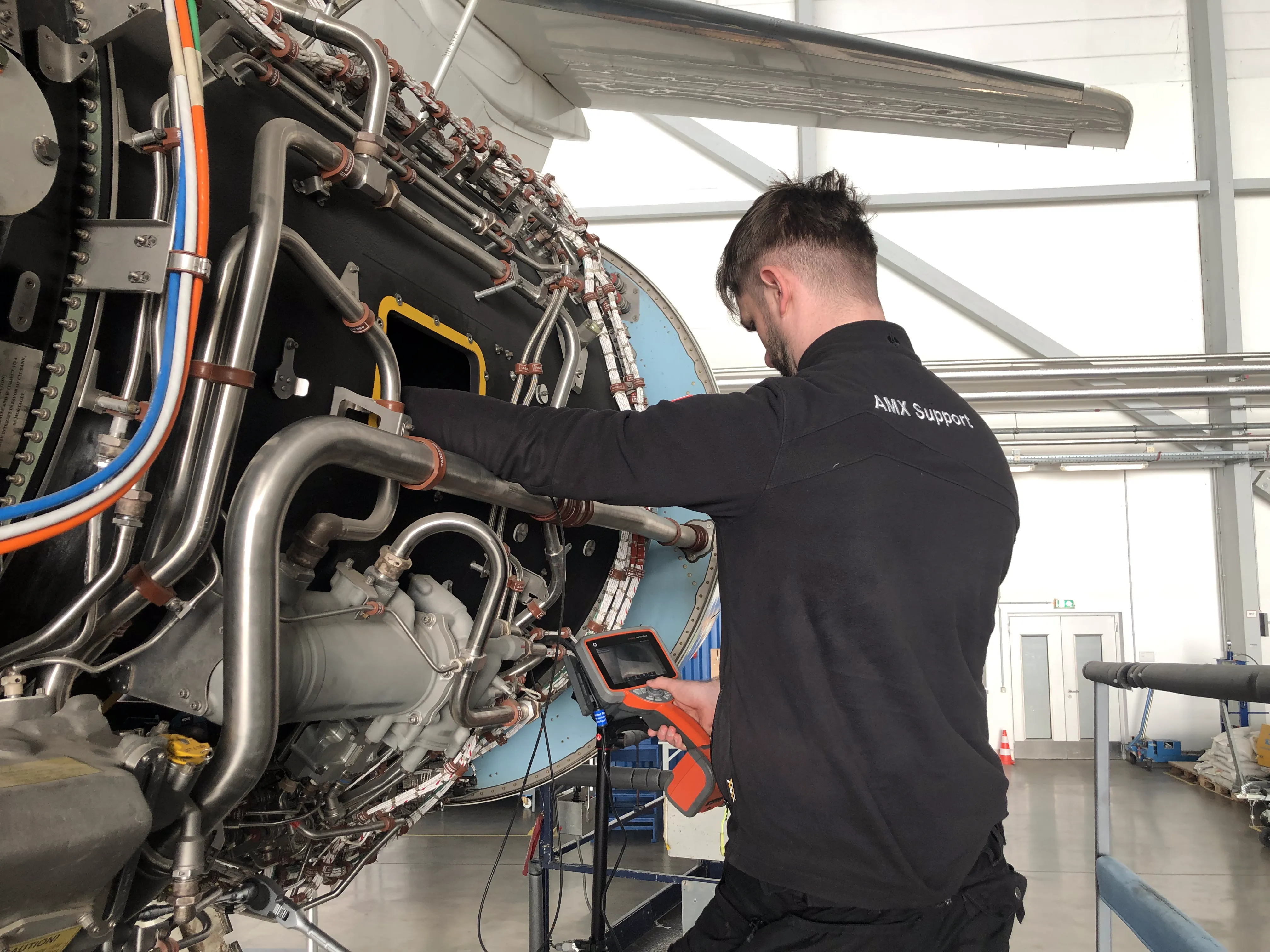 Aircraft engine borescope inspection equipment